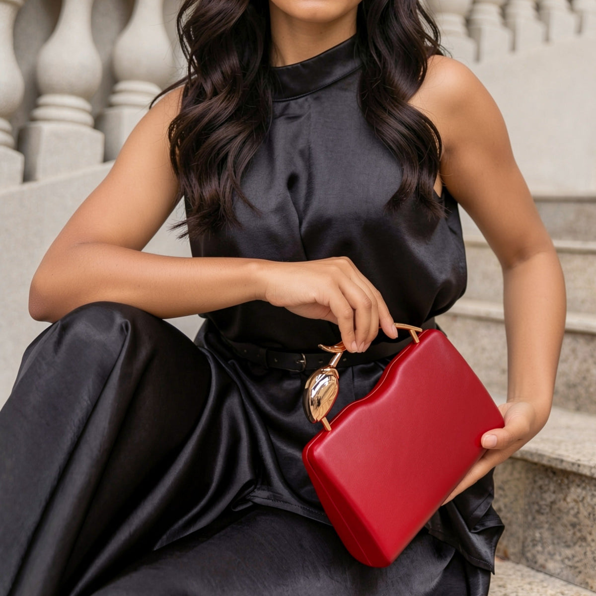 Burgundy Belle Vegan Leather Crossbody Bag - Melie Bianco