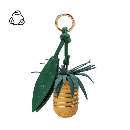 Yellow Pineapple Recycled Vegan Leather Handbag Charm - Melie Bianco