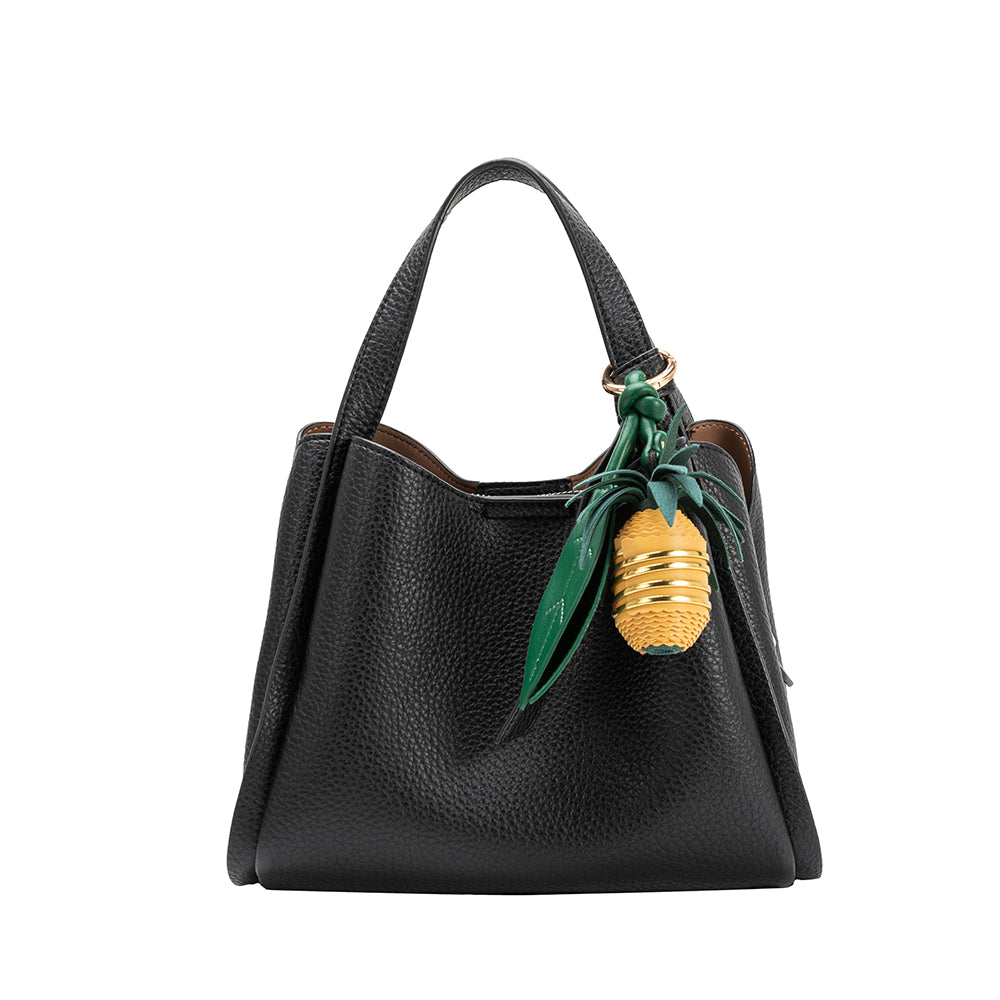Yellow Pineapple Recycled Vegan Leather Handbag Charm - Melie Bianco