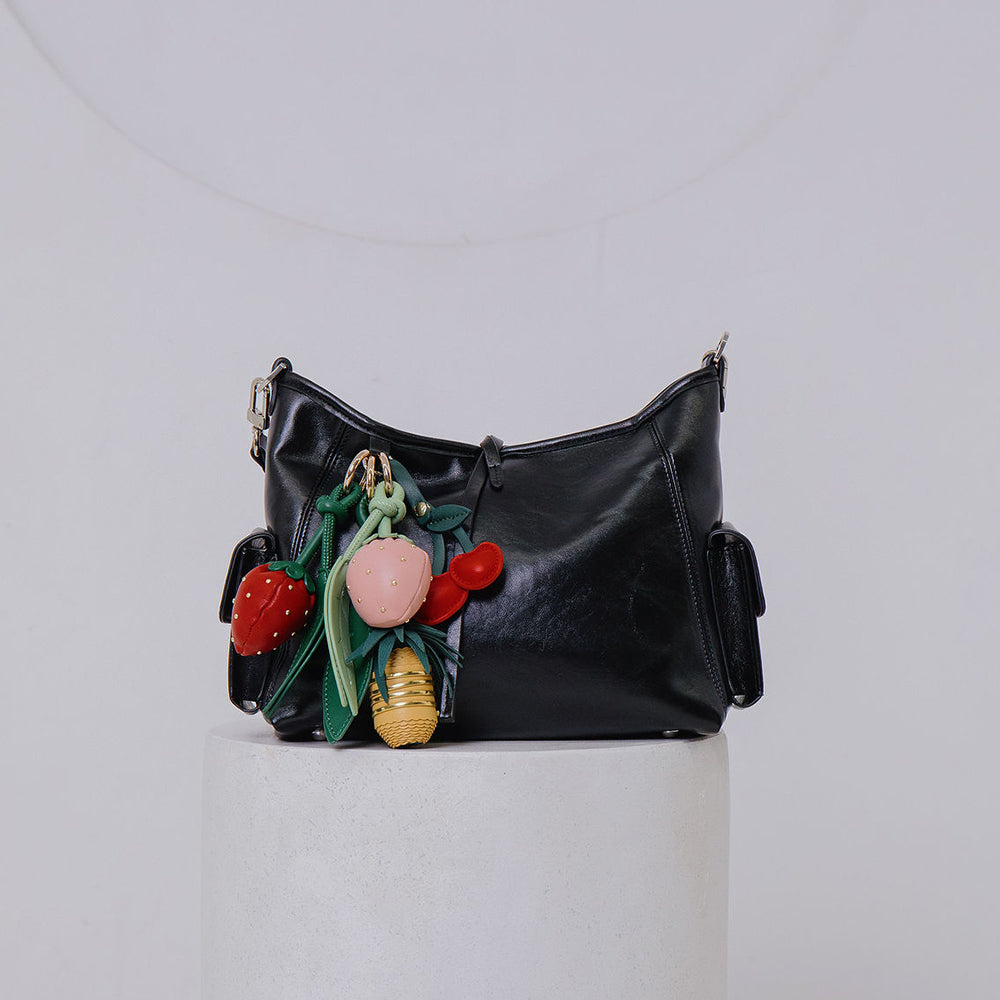 Yellow Pineapple Recycled Vegan Leather Handbag Charm - Melie Bianco