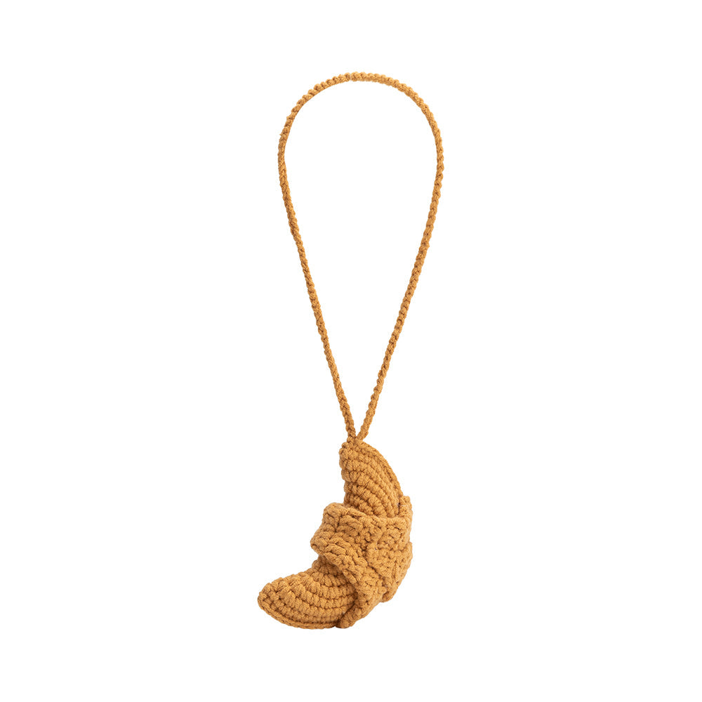 Tan Croissant Crochet Bag Charm - Melie Bianco