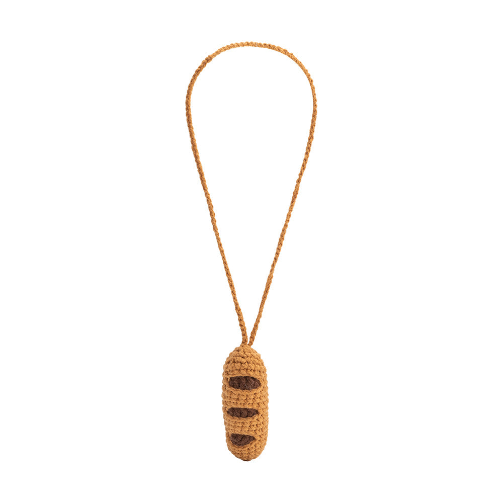 Tan Baguette Crochet Bag Charm - Melie Bianco