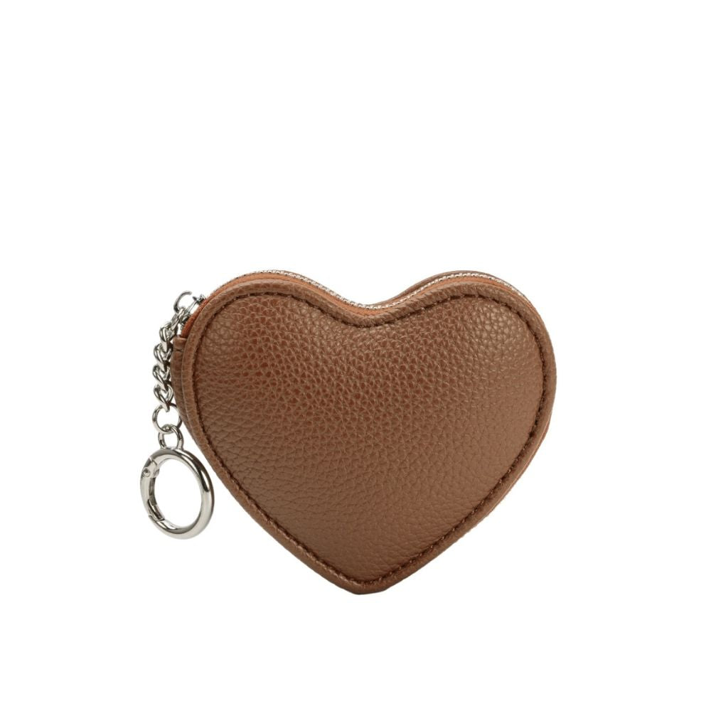 Chocolate Puffy Heart Vegan Leather Bag Charm - Melie Bianco