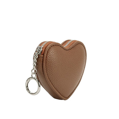 Chocolate Puffy Heart Vegan Leather Bag Charm - Melie Bianco
