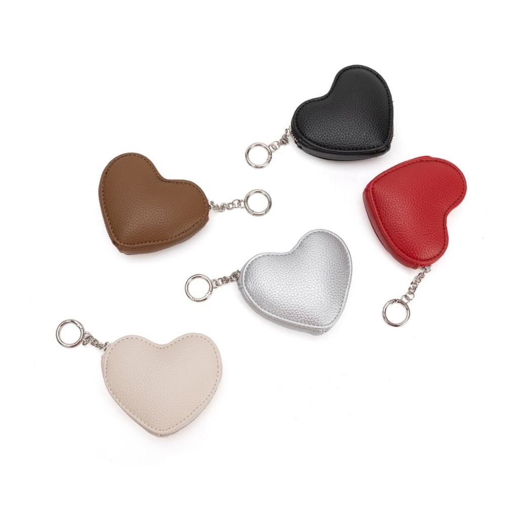 Chocolate Puffy Heart Vegan Leather Bag Charm - Melie Bianco
