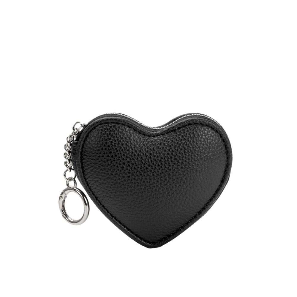Black Puffy Heart Vegan Leather Bag Charm - Melie Bianco