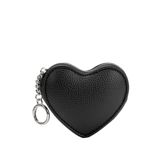 Black Puffy Heart Vegan Leather Bag Charm - Melie Bianco