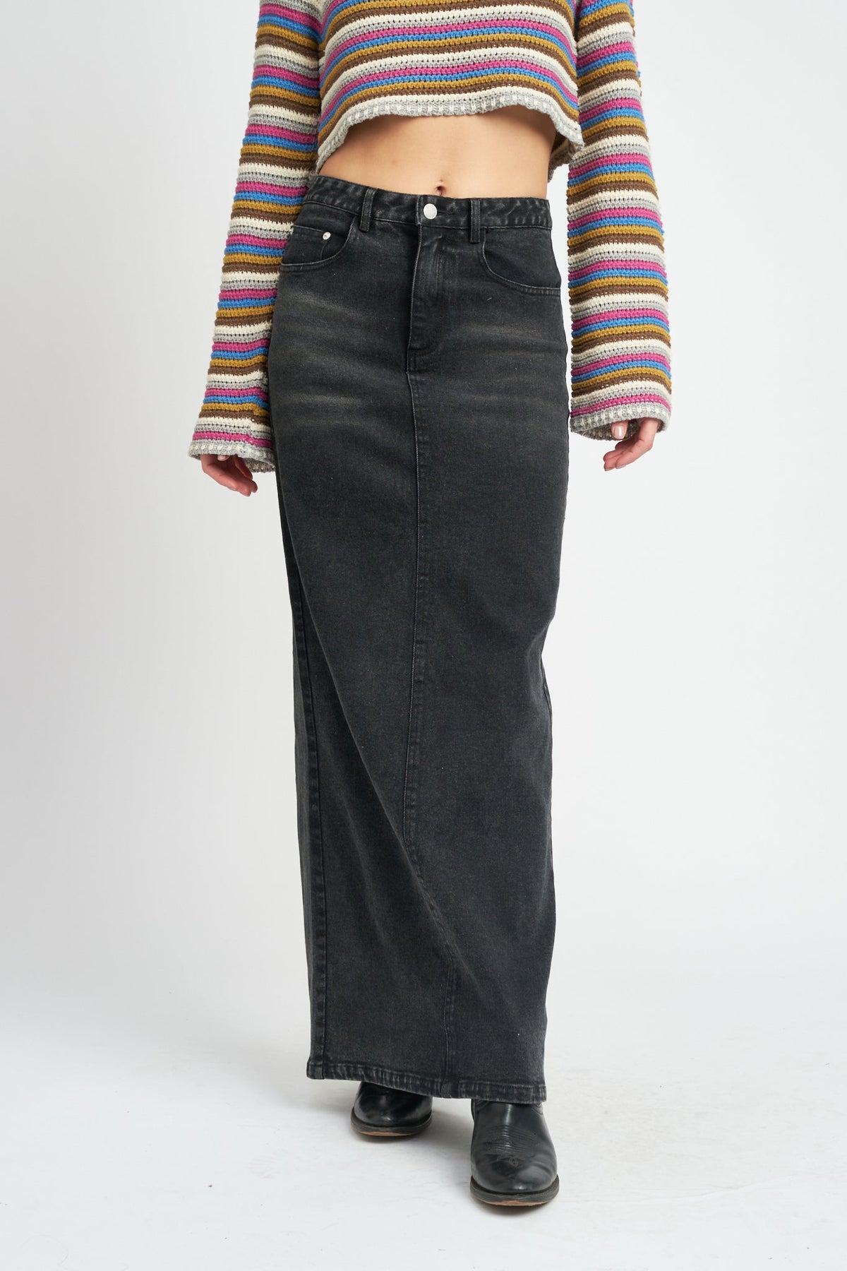 Maxi Denim Pencil Skirt - Melie Bianco
