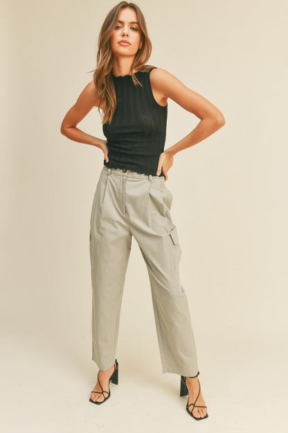 High-Rise Cargo Pants - Melie Bianco
