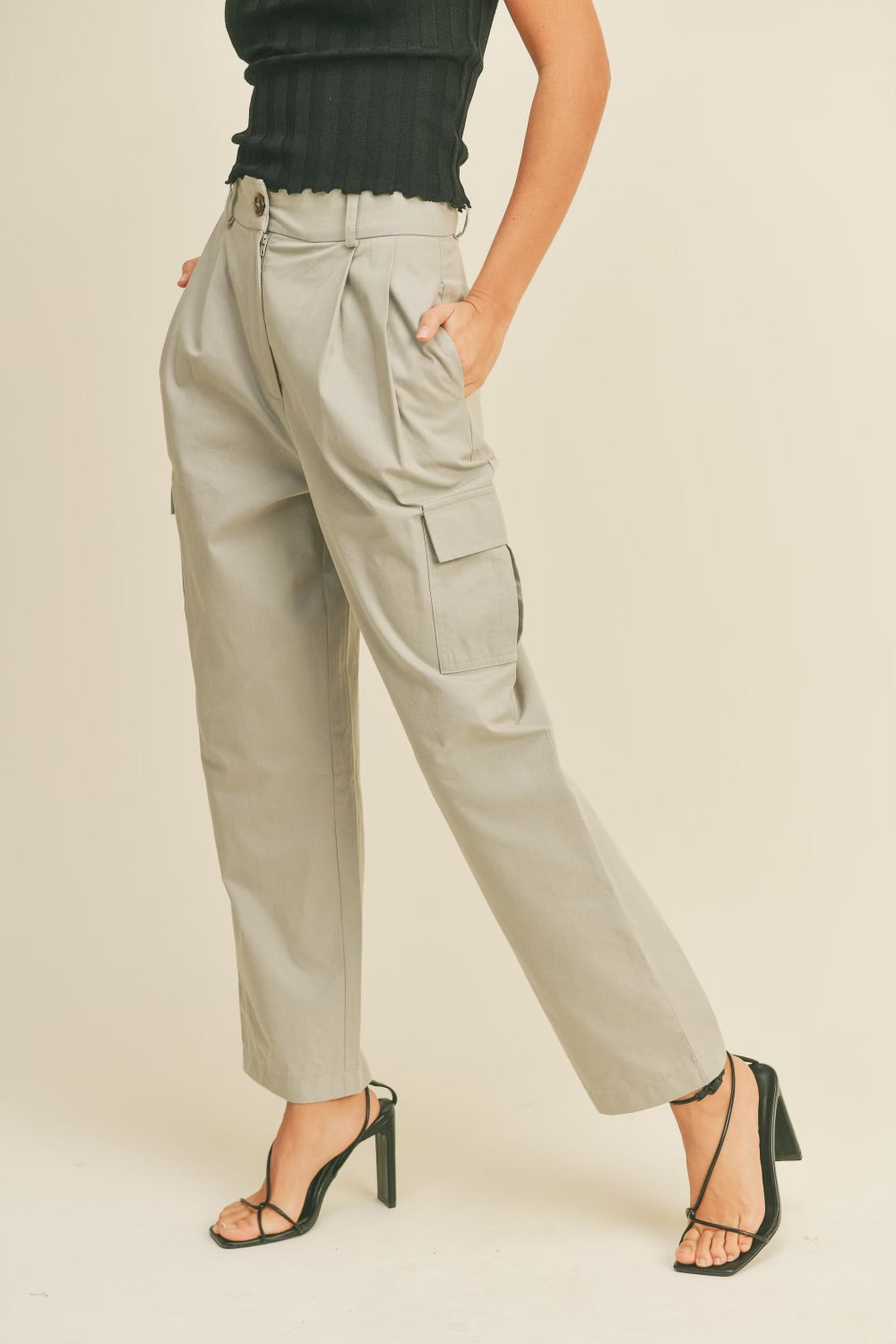 High-Rise Cargo Pants - Melie Bianco