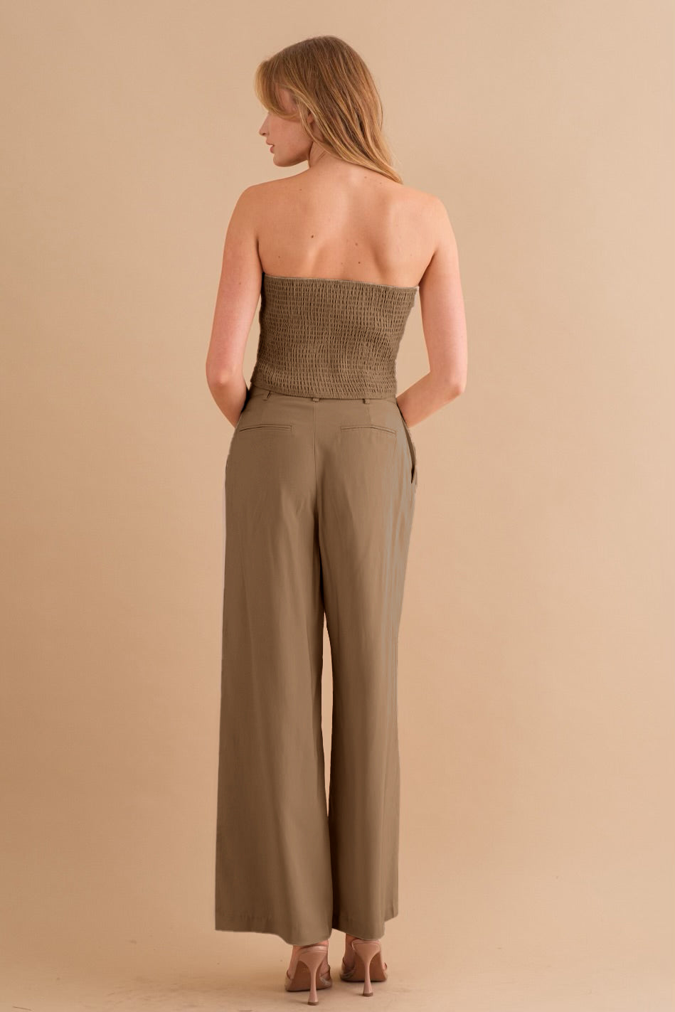 Two-Piece Strapless Top & Pant Set - Melie Bianco