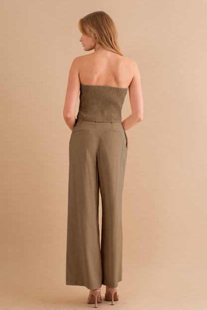 Two-Piece Strapless Top & Pant Set - Melie Bianco