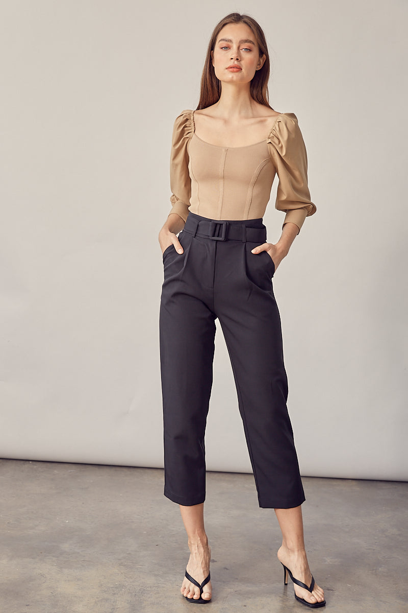 Straight Leg Belted Pant - Melie Bianco