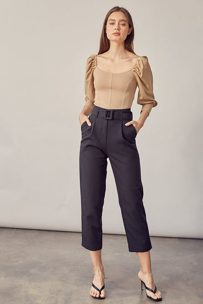Straight Leg Belted Pant - Melie Bianco