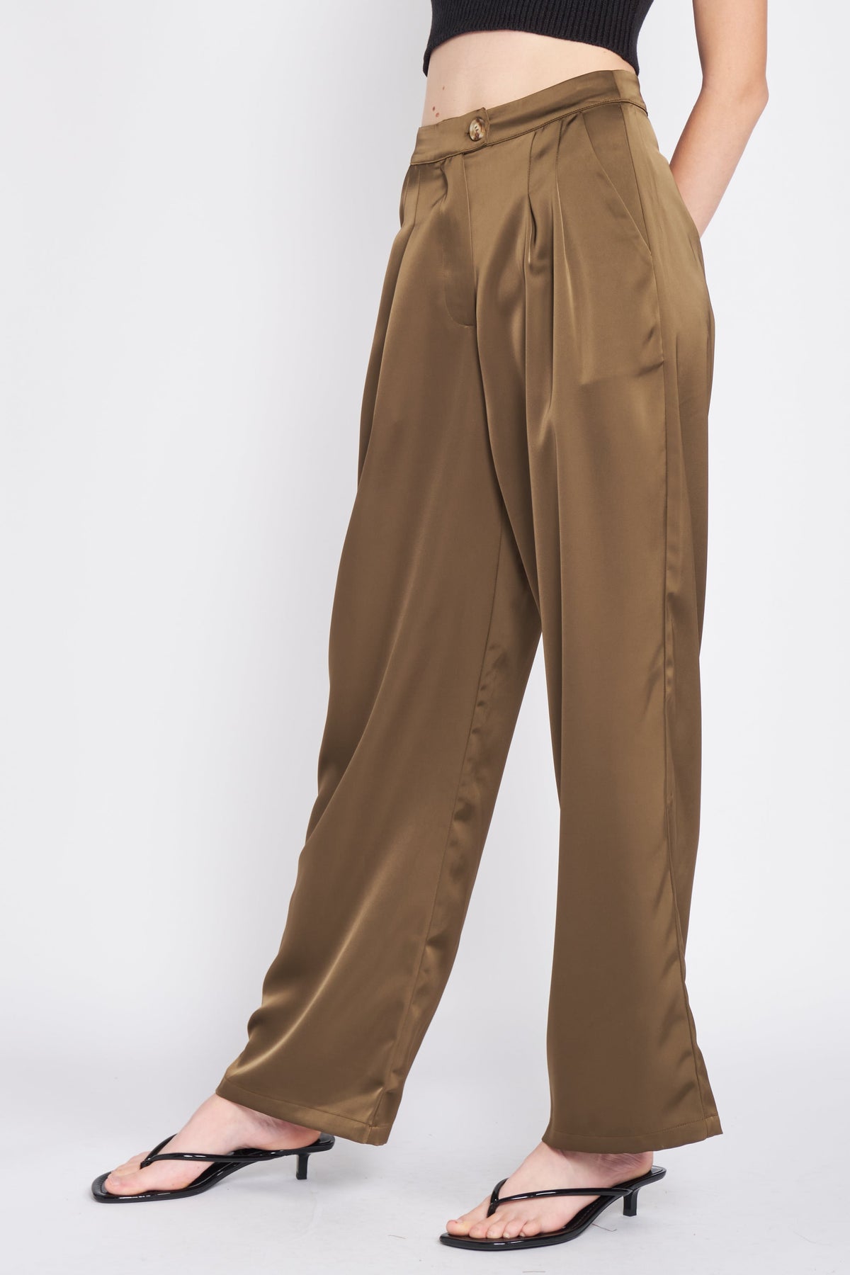 Satin Straight Leg Pant - Melie Bianco