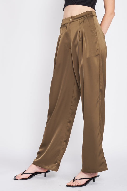 Satin Straight Leg Pant - Melie Bianco