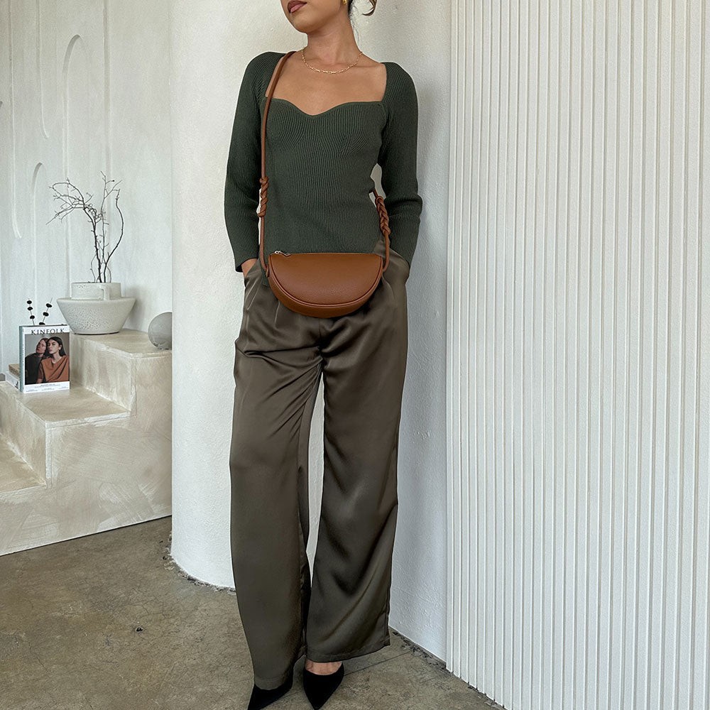 Satin Straight Leg Pant - Melie Bianco