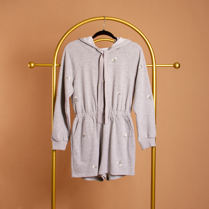 Embroidered Hooded Romper - Melie Bianco