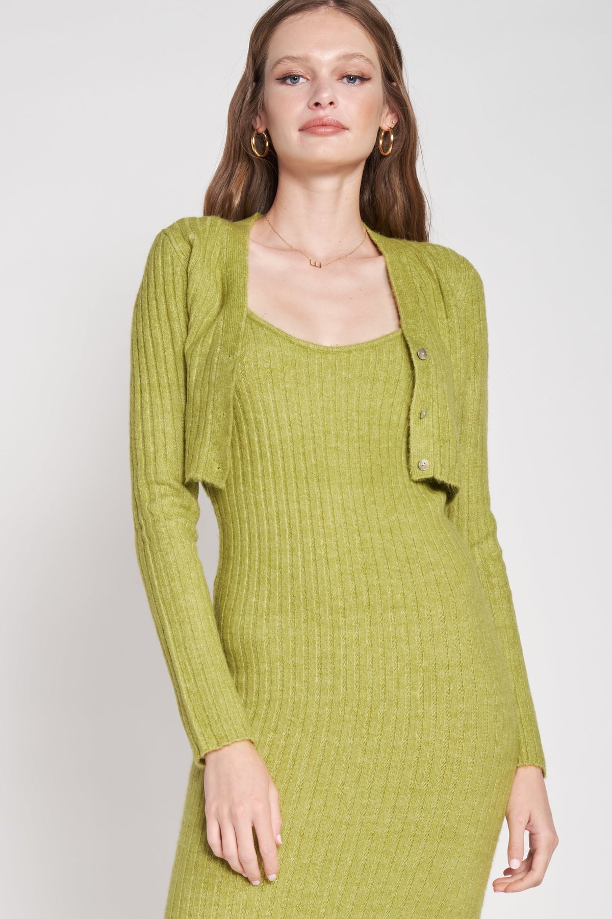 Cardigan & Midi Dress Set - Melie Bianco