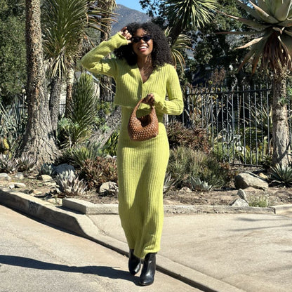 Cardigan & Midi Dress Set - Melie Bianco