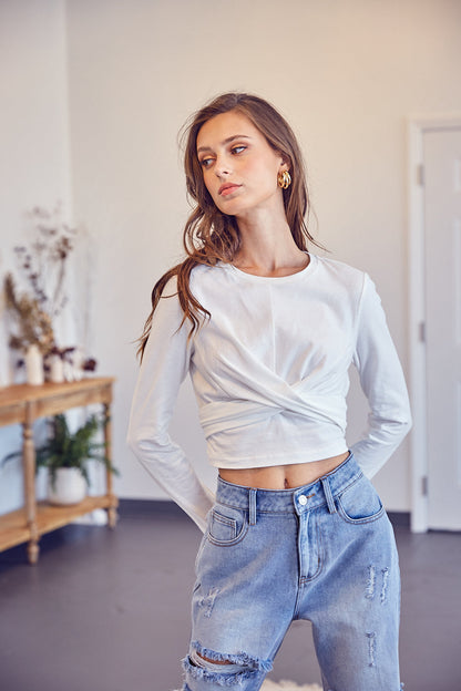 Front Cross Back Tie Top - Melie Bianco