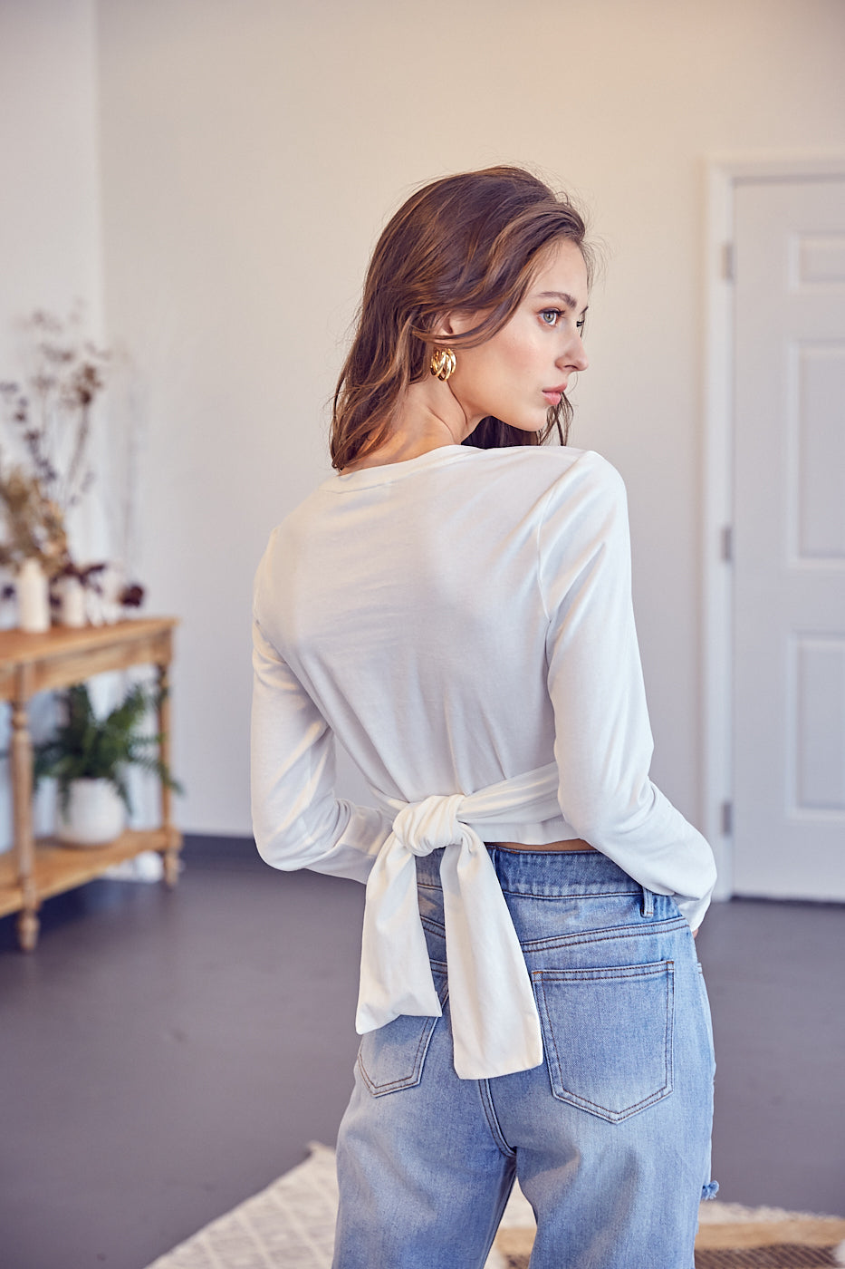 Front Cross Back Tie Top - Melie Bianco