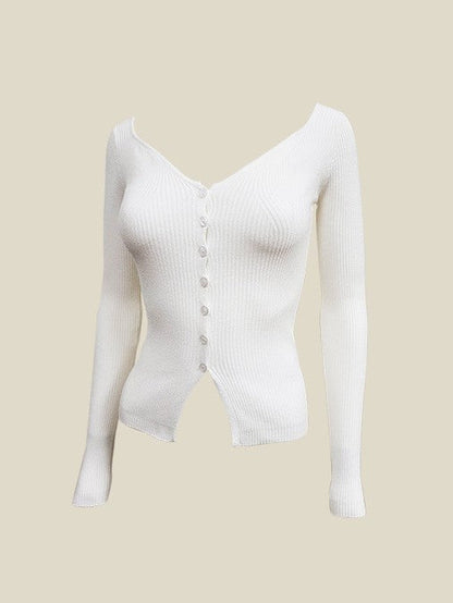 Off Shoulder Knit Cardigan - Melie Bianco