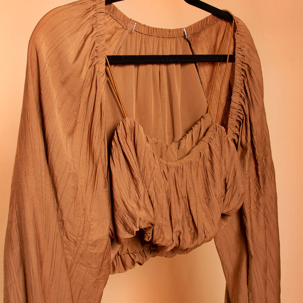 Woven Crop Top & Shrug Set - Melie Bianco