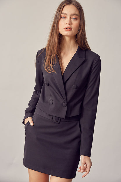 Double Breasted Cropped Jacket - Melie Bianco