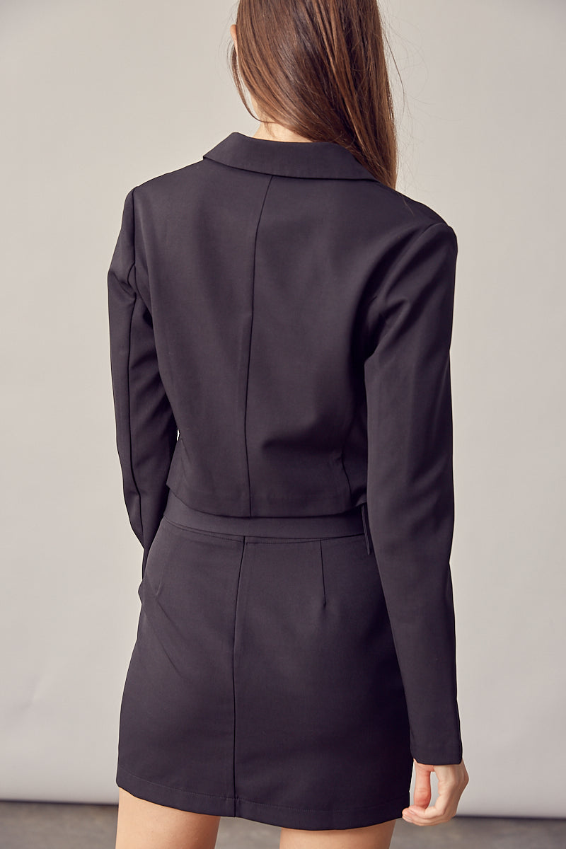 Double Breasted Cropped Jacket - Melie Bianco