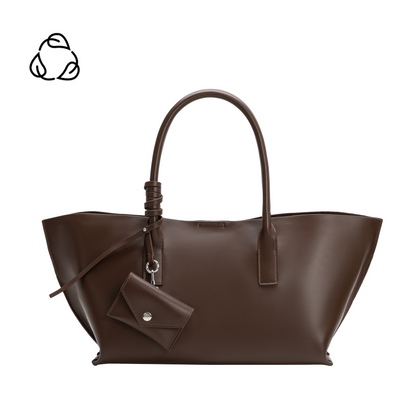 Espresso Astrid Recycled Vegan Leather Tote Bag - Melie Bianco