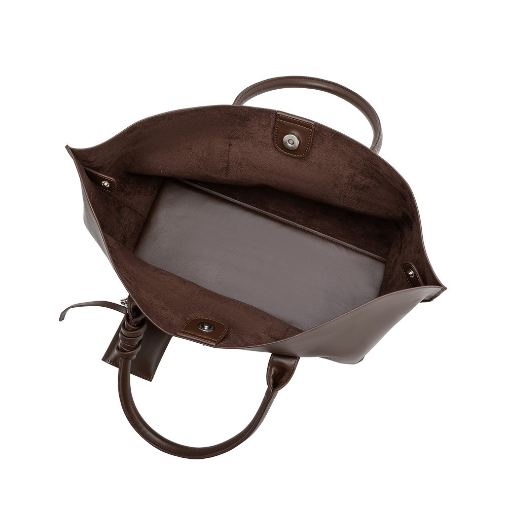 Espresso Astrid Recycled Vegan Leather Tote Bag - Melie Bianco