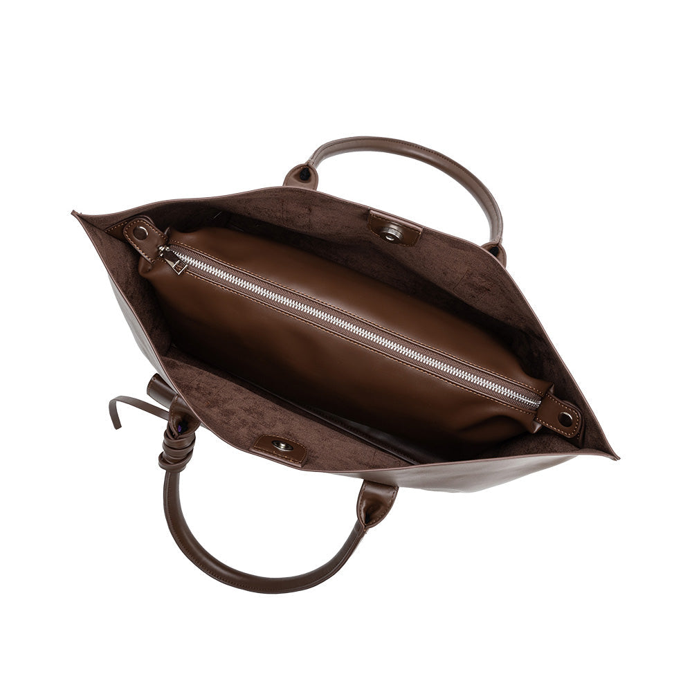 Espresso Astrid Recycled Vegan Leather Tote Bag - Melie Bianco