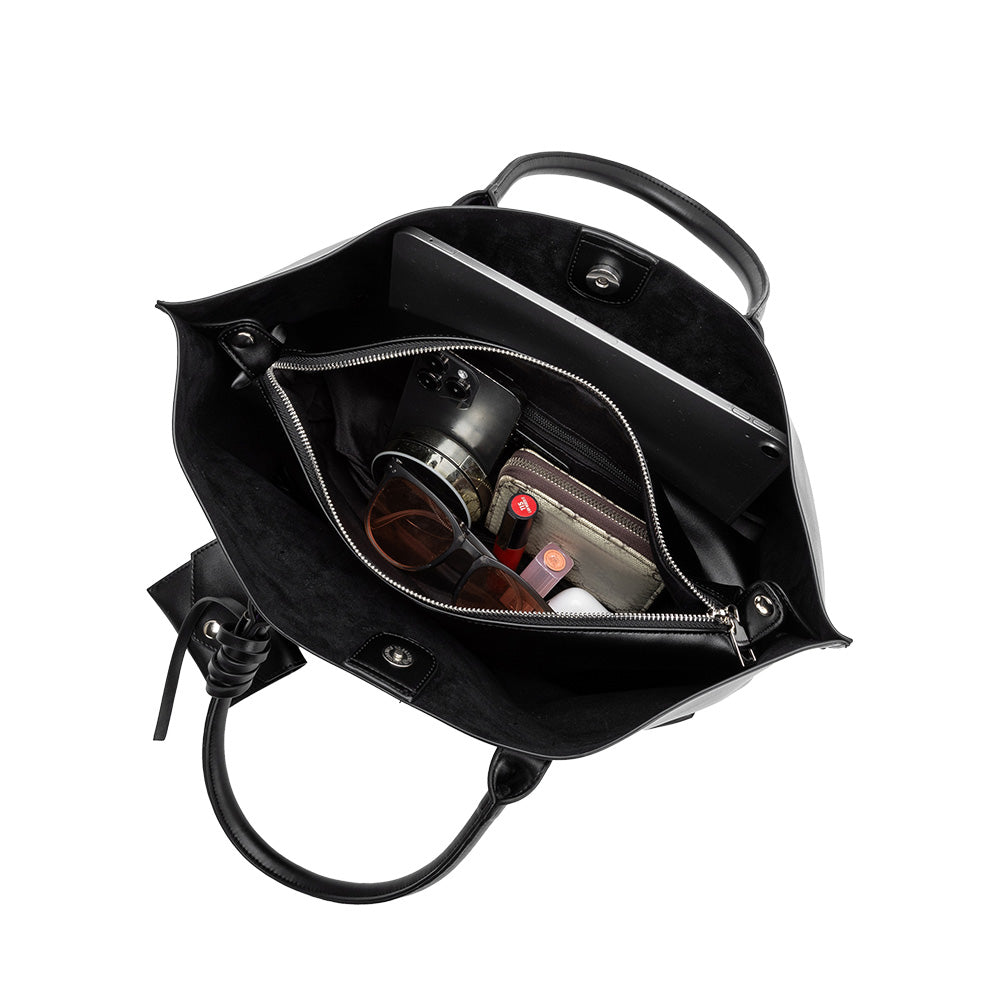 Espresso Astrid Recycled Vegan Leather Tote Bag - Melie Bianco