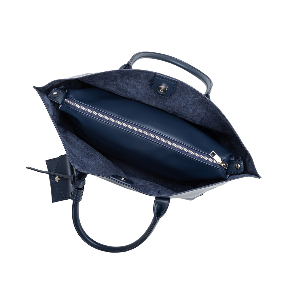 Navy Astrid Recycled Vegan Leather Tote Bag - Melie Bianco
