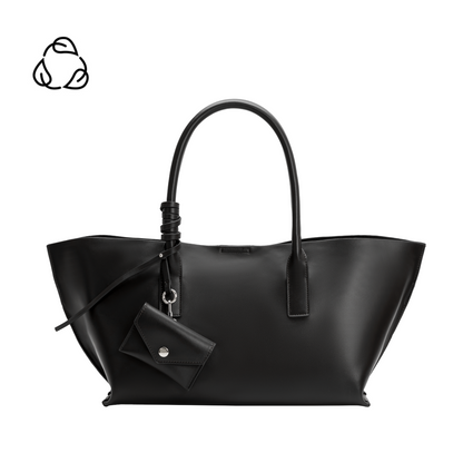 Black Astrid Recycled Vegan Leather Tote Bag - Melie Bianco