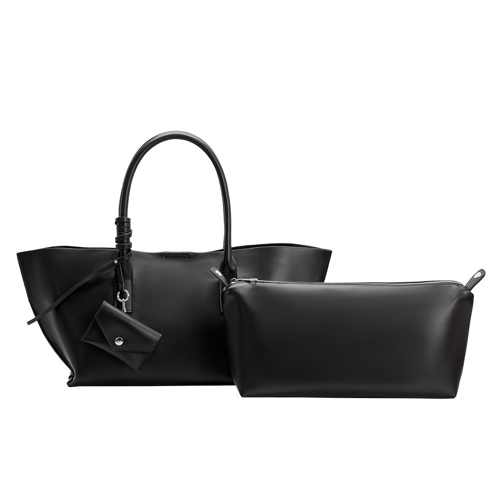 Black Astrid Recycled Vegan Leather Tote Bag - Melie Bianco