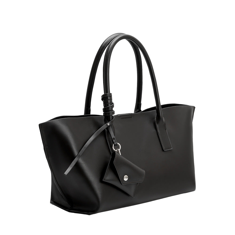 Black Astrid Recycled Vegan Leather Tote Bag - Melie Bianco
