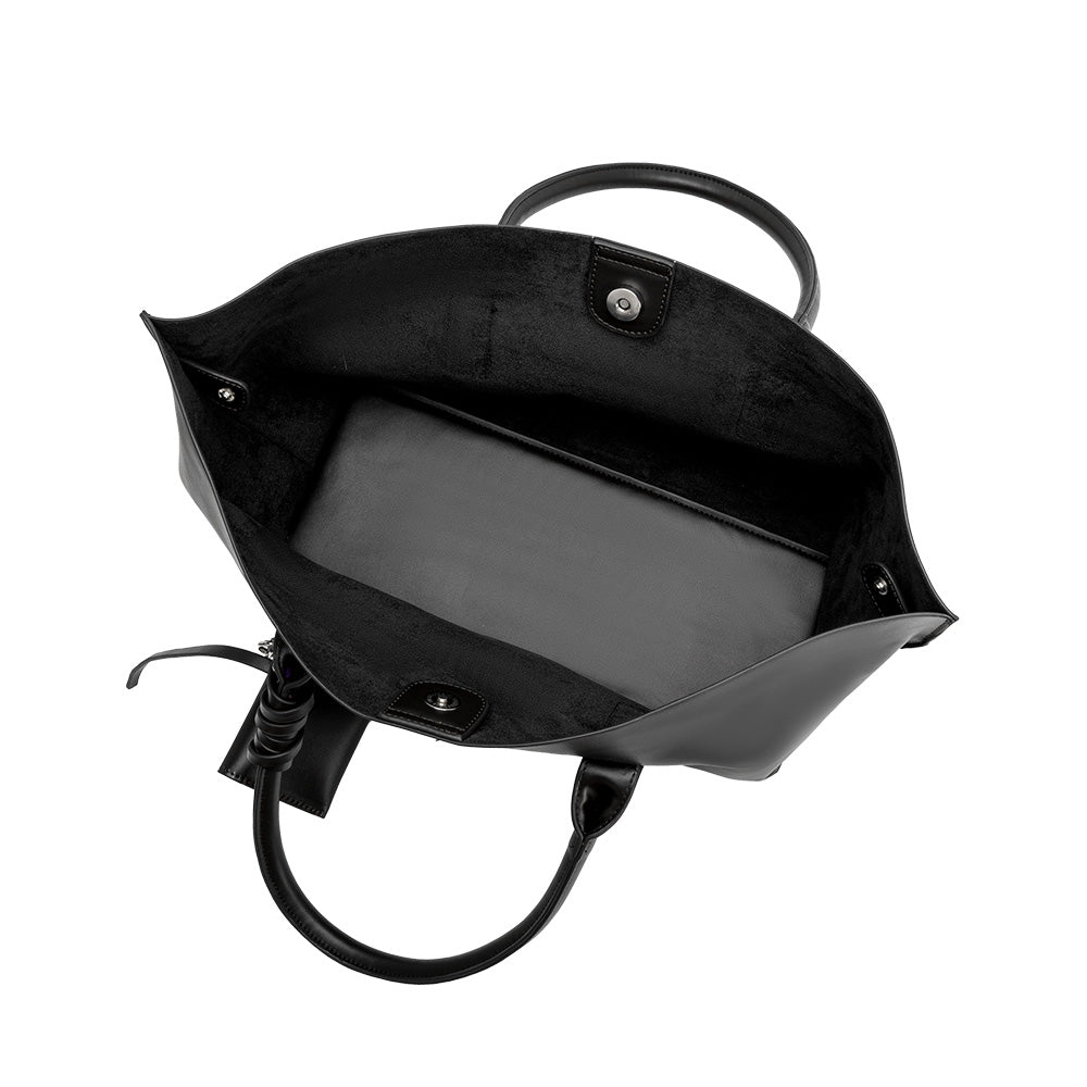 Black Astrid Recycled Vegan Leather Tote Bag - Melie Bianco