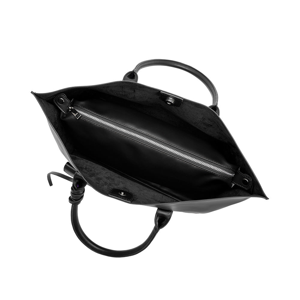 Black Astrid Recycled Vegan Leather Tote Bag - Melie Bianco