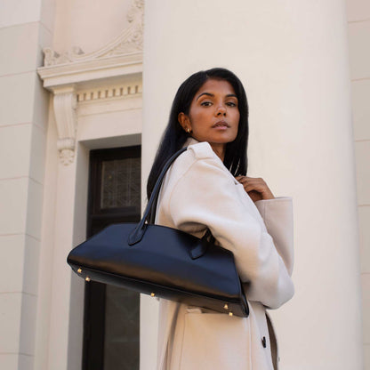 Espresso Birdie Recycled Vegan Leather Shoulder Bag - Melie Bianco