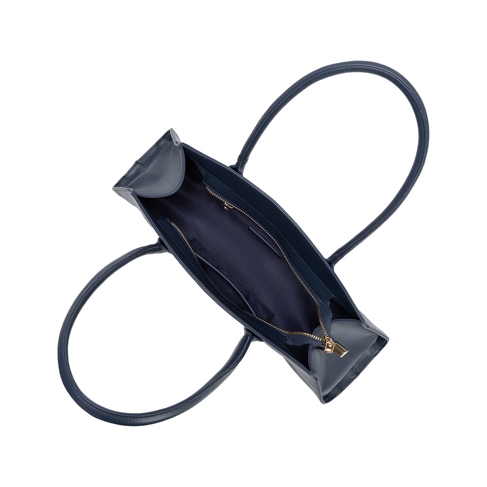 Navy Birdie Recycled Vegan Leather Shoulder Bag - Melie Bianco