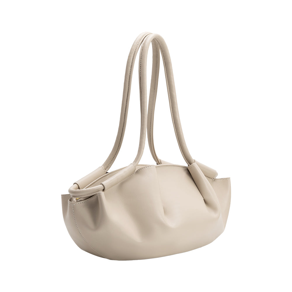Mushroom Candace Recycled Vegan Leather Shoulder Bag - Melie Bianco