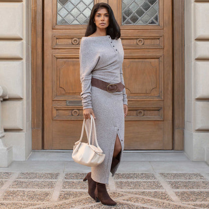 Mushroom Candace Recycled Vegan Leather Shoulder Bag - Melie Bianco