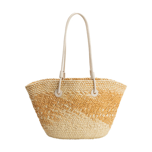 Wheat Sunset Straw Vegan Tote Bag - Melie Bianco