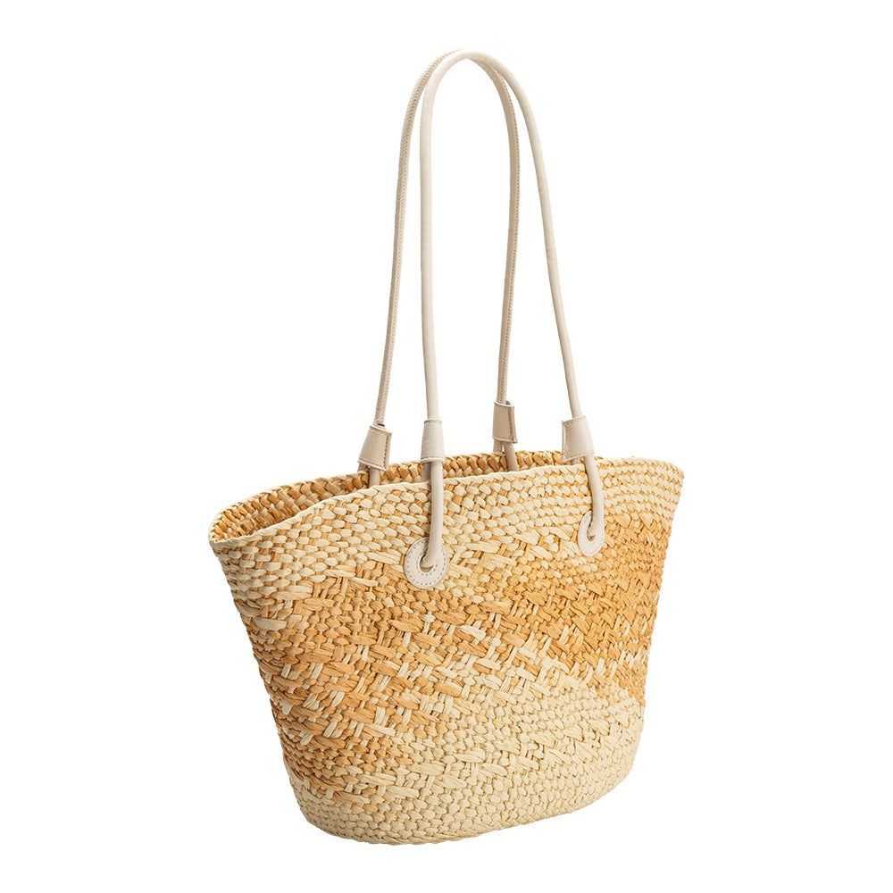 Wheat Sunset Straw Vegan Tote Bag - Melie Bianco