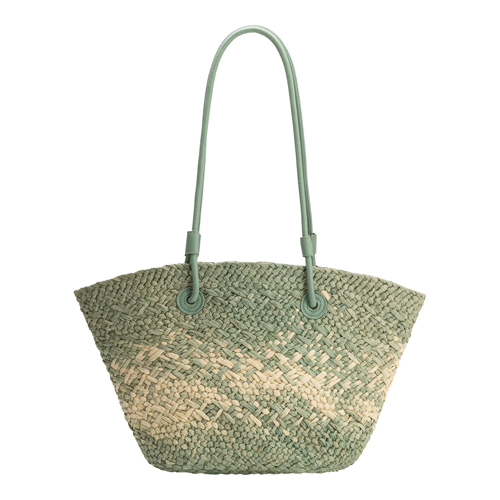 Sage Sunset Straw Vegan Tote Bag - Melie Bianco