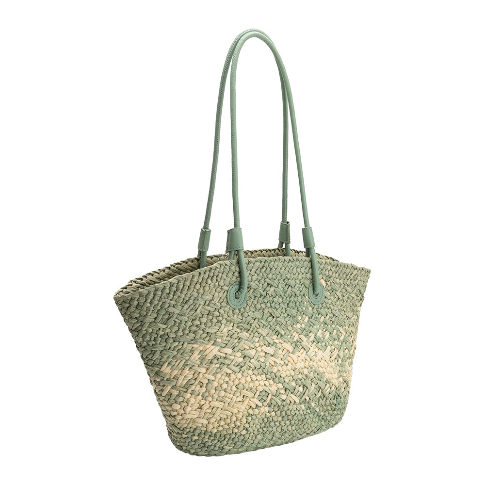 Sage Sunset Straw Vegan Tote Bag - Melie Bianco
