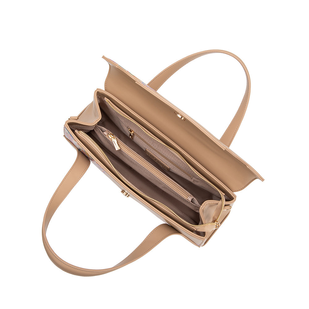 Tan Beatriz Recycled Vegan Leather Crossbody Bag - Melie Bianco