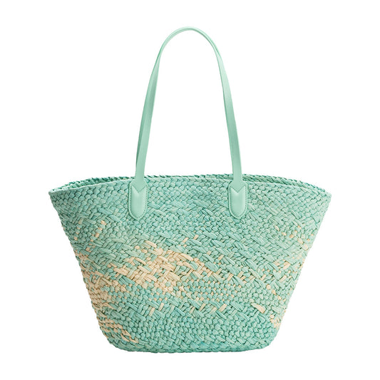 Mint Sunset Straw Vegan Tote Bag - Melie Bianco